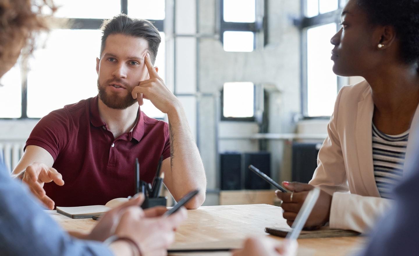 Group of people working at a table