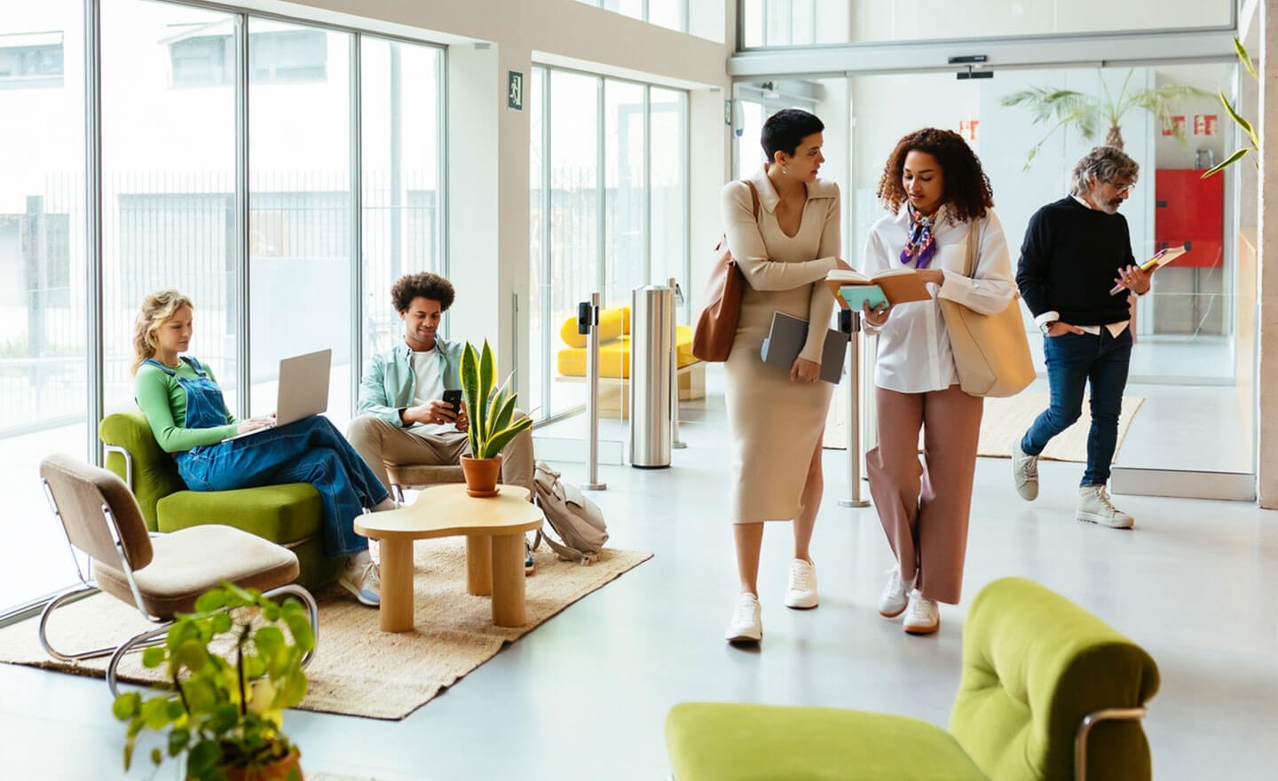 Image of a bright bustling office