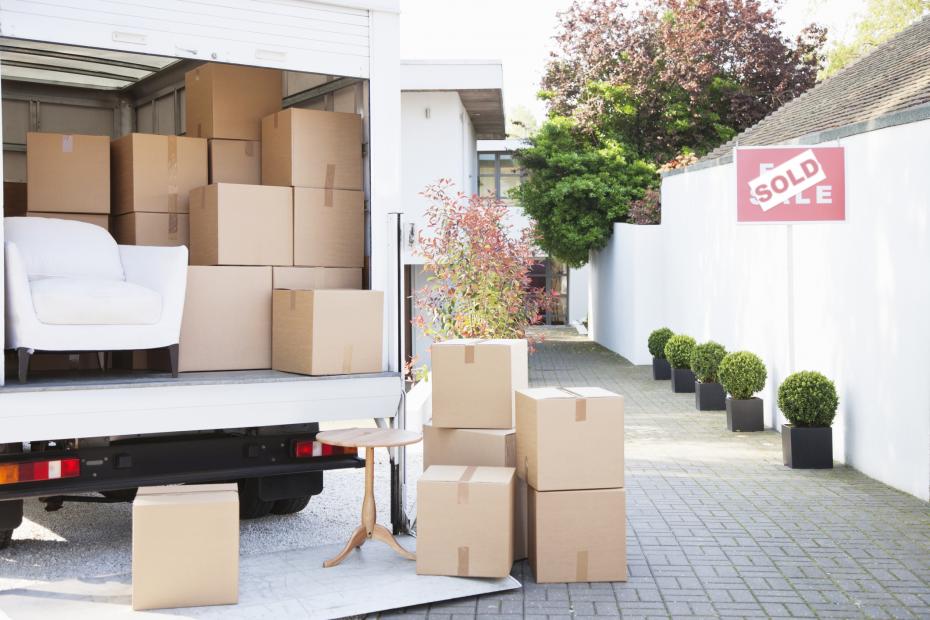 Moving truck being packed up