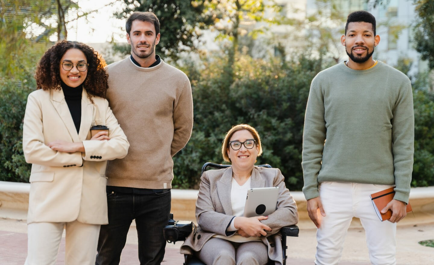 Portrait of a happy diverse team