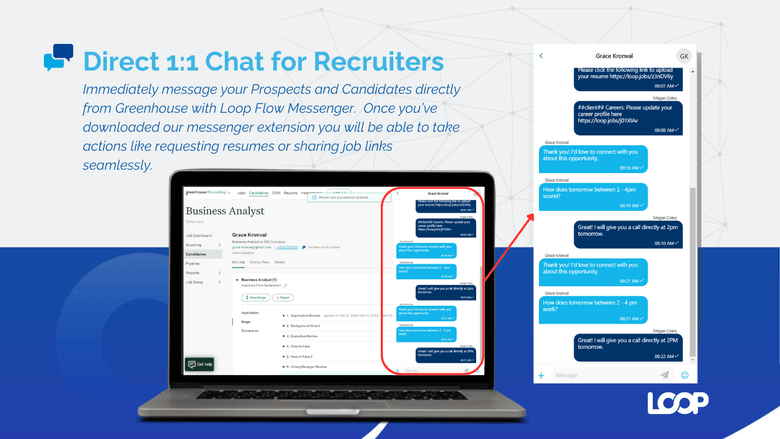 Direct 1:1 Chat for Recruiters