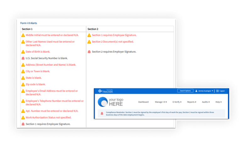 Tracker will highlight which section(s) have incorrect entries and explain what the issues are for quick action.