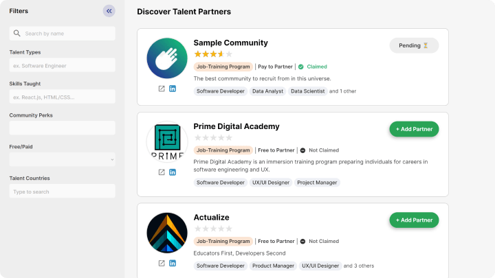 Discover & manage new talent partners