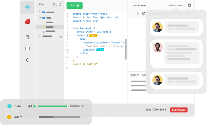 Product Image 1 Use interview notes and code playback to make objective hiring decisions.