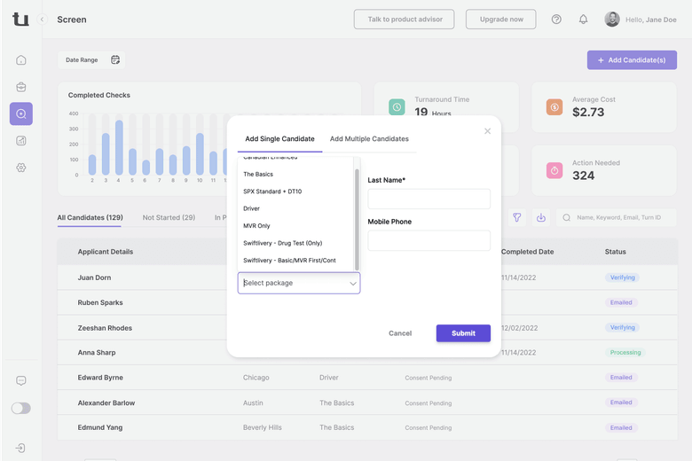 Configure multiple background check packages