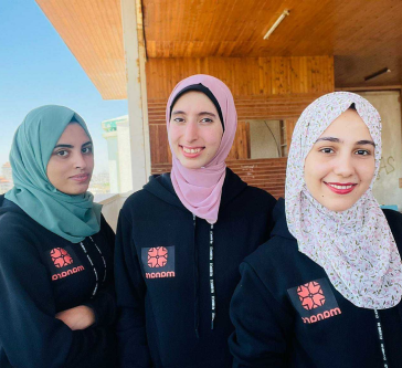 Group of three female engineers