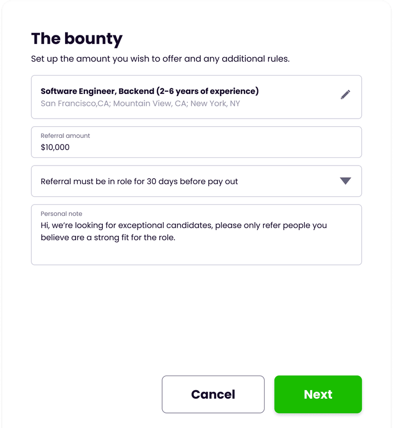 Custom bounty creation of your choosing