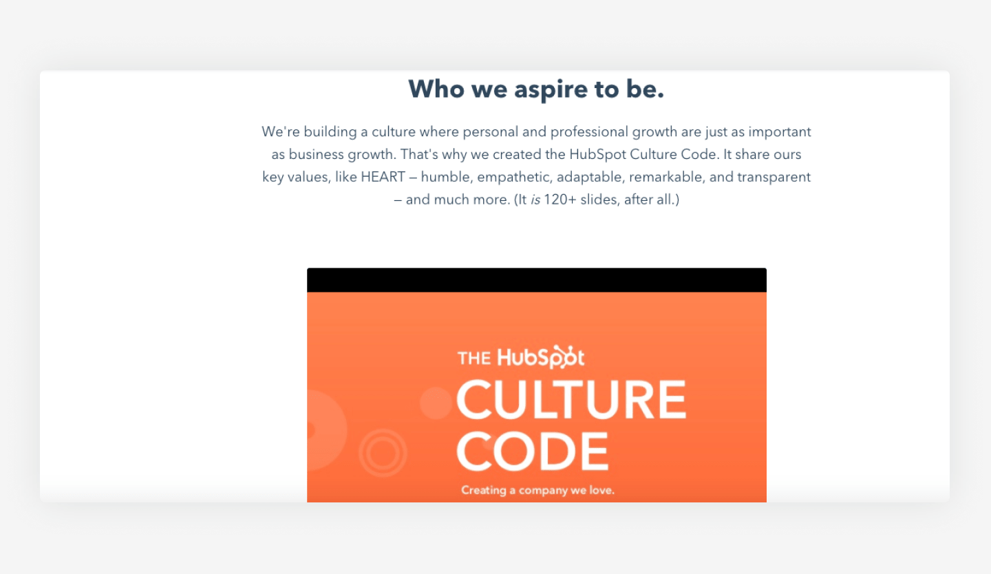 HubSpot's website career page example