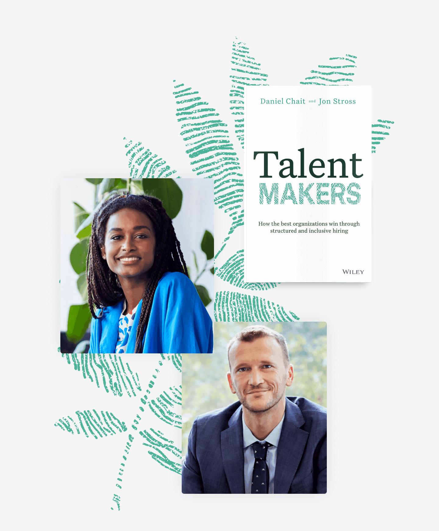 Image with photos and the cover of the Talent Makers book cover