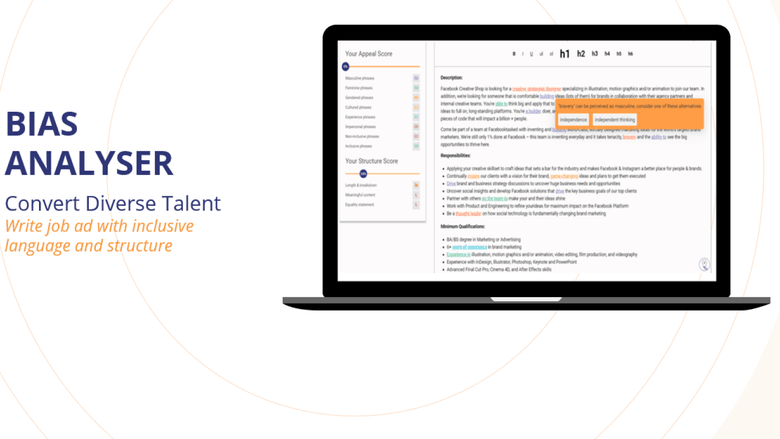 Bias analyser to write inclusive job adverts