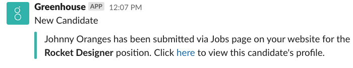 New Candidate Notifications in Slack