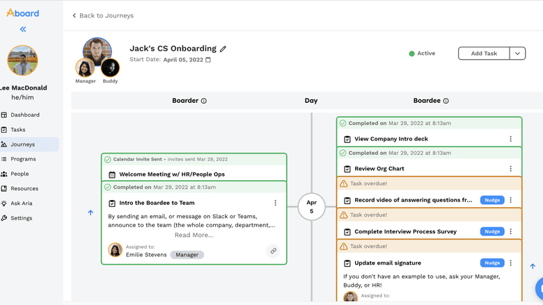 Track progress of all onboarding activity to ensure accountability for all involved.