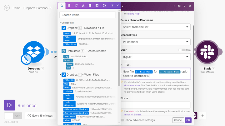 Map parameters from other modules