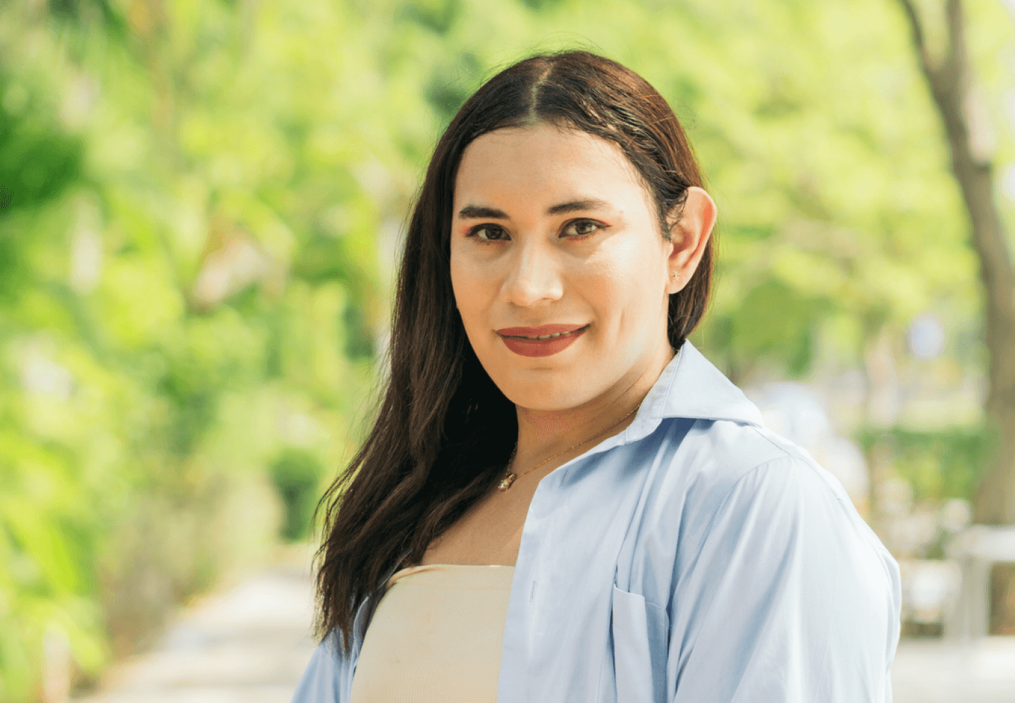 Woman smiling while being outside